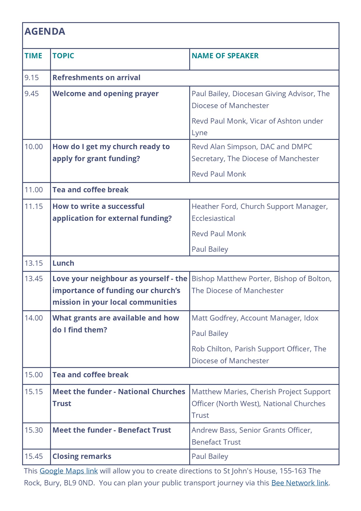 Diocese of Manchester clergy training on Thursday 3rd July: save the date image